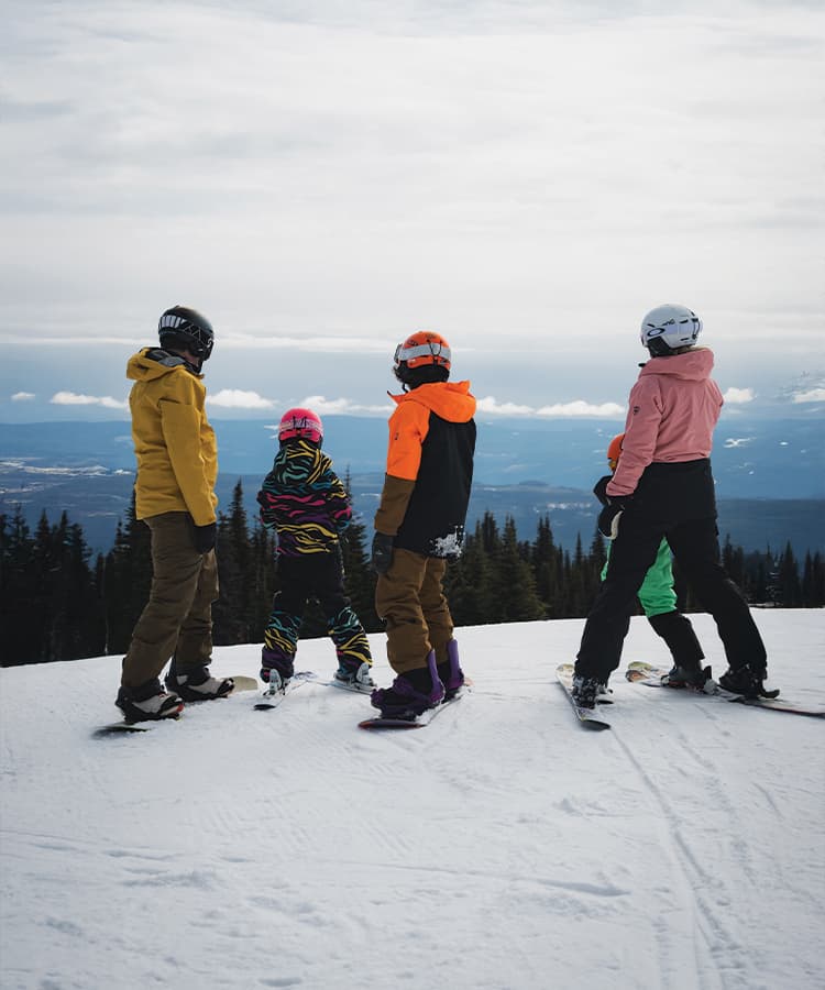 Fresh Air family of four skiing at SilverStar Mountain Resort in British Columbia