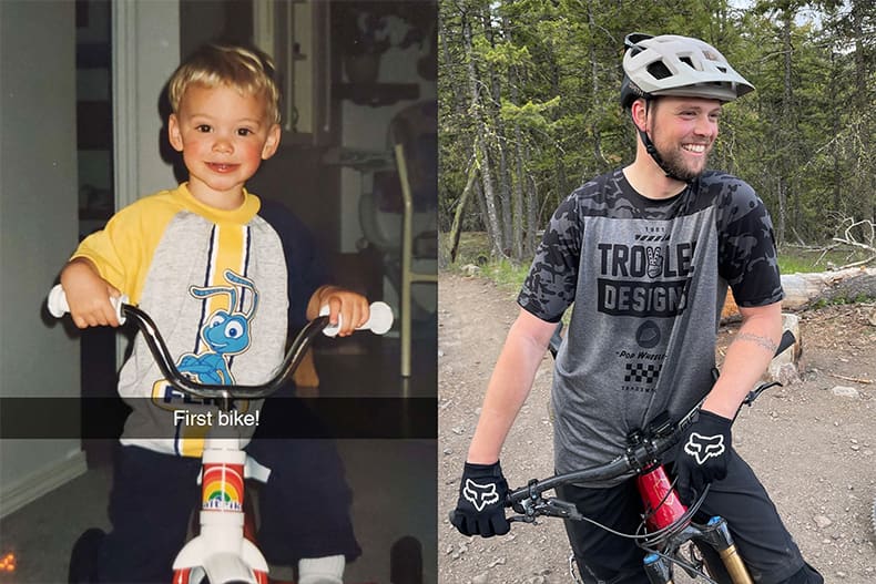 The more things change, the more they stay the same! Our bike tech Jordan, then on his first bike and now on his mountain bike.