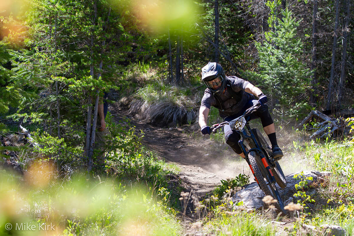Racing through the trees at Smith Creek, Kelowna. Photo: Mike Kirk / @kirks.ca