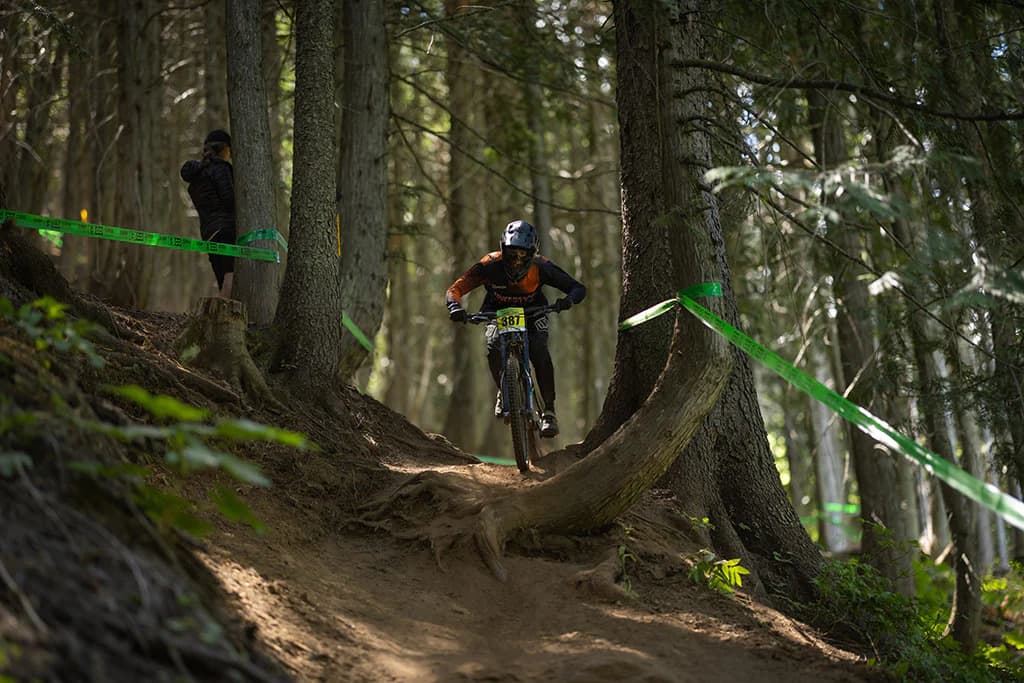 Cole racing on his mountain bike at the Fernie B.C. Cup, part of the Dunbar Summer Series Canada Cup.