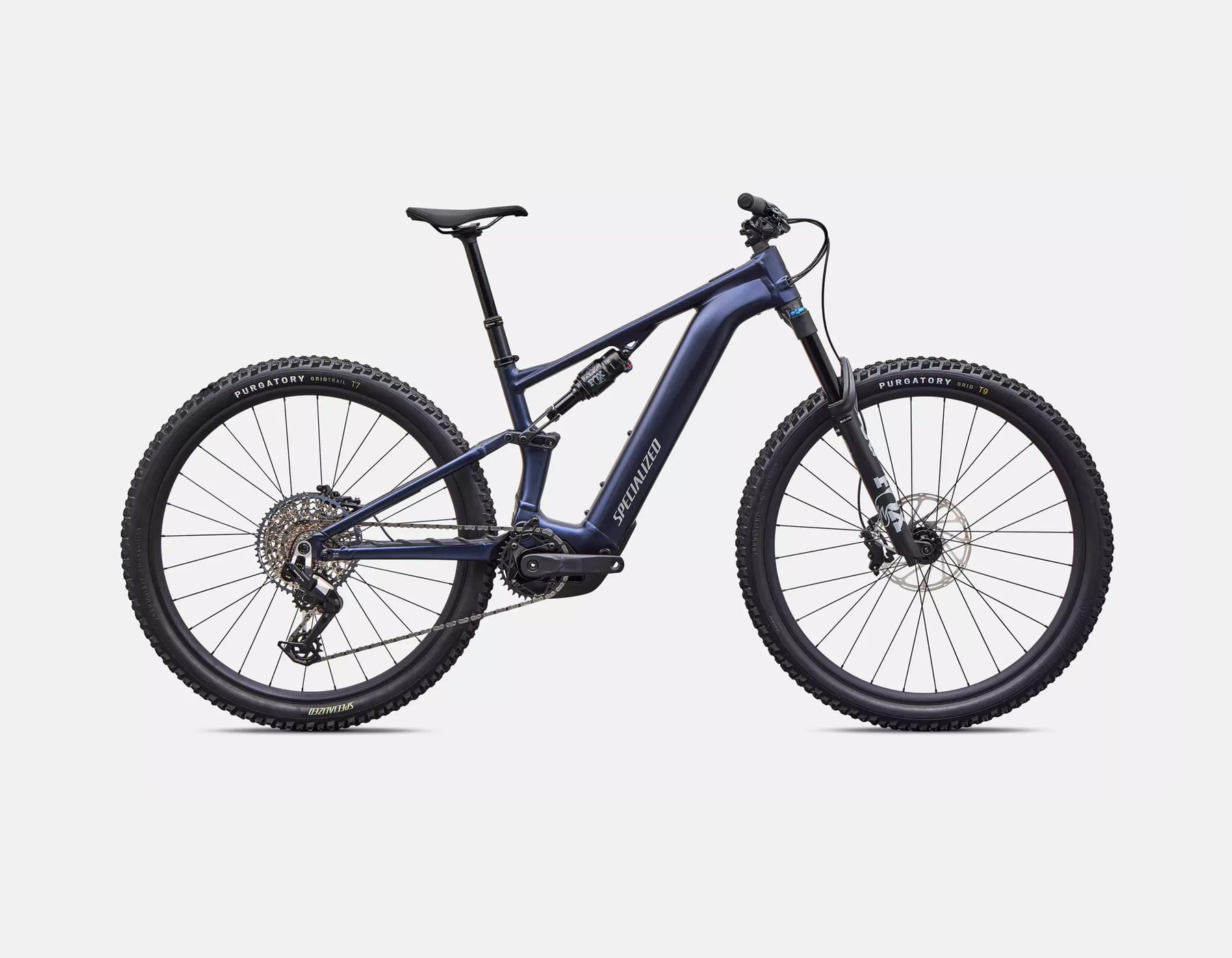 Specialized Levo R Comp Alloy electric mountain bike side view with carbon frame and full suspension