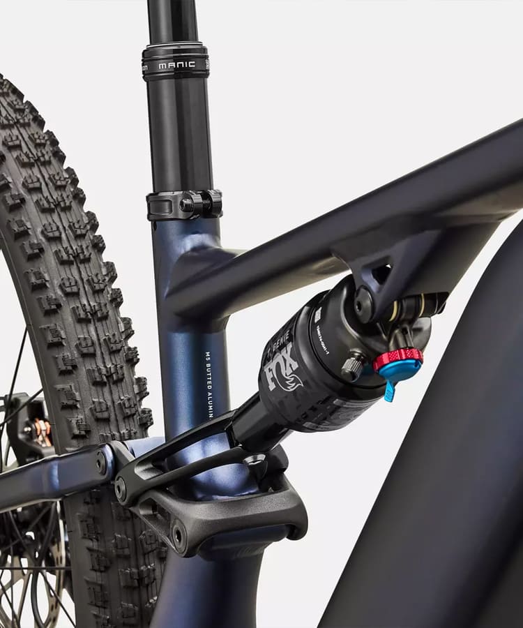 Specialized Levo R Expert e-MTB suspension with 140mm FOX 36 SL Performance Elite GRIP X front and 130mm GENIE FOX FLOAT Performance Elite rear