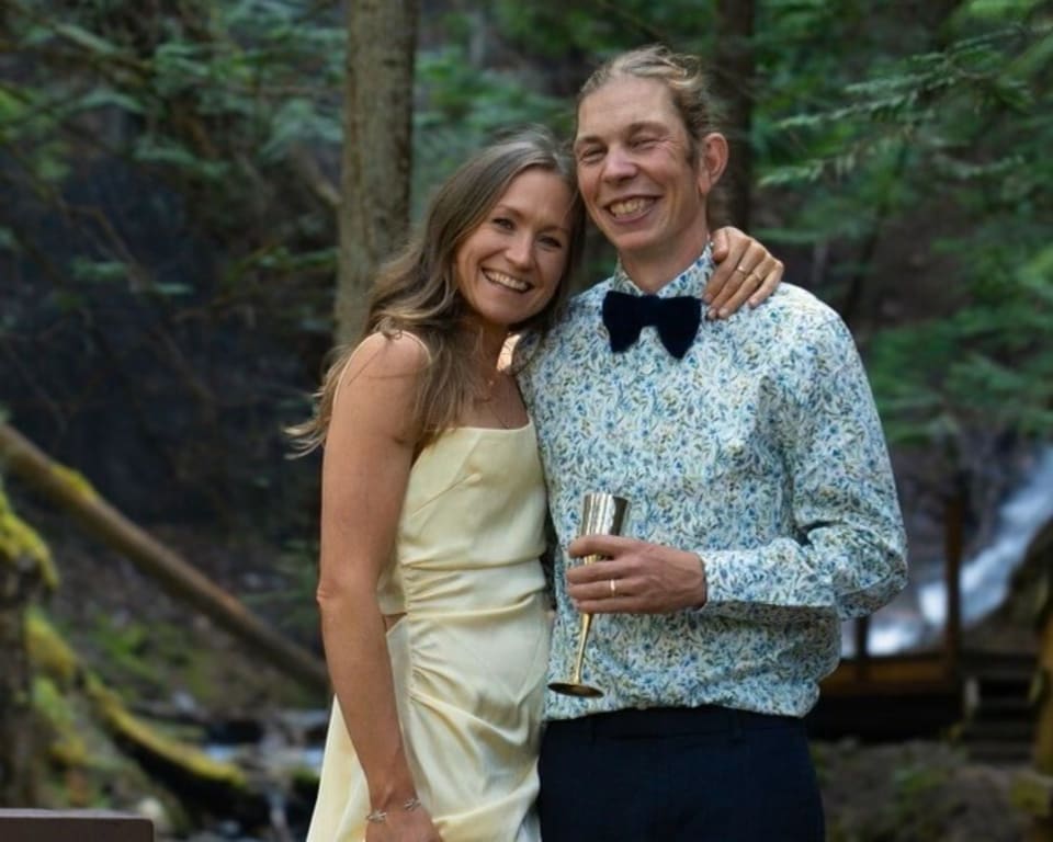 Emma and George got married in Canada in July and then went back to the UK to celebrate with more friends and family there.