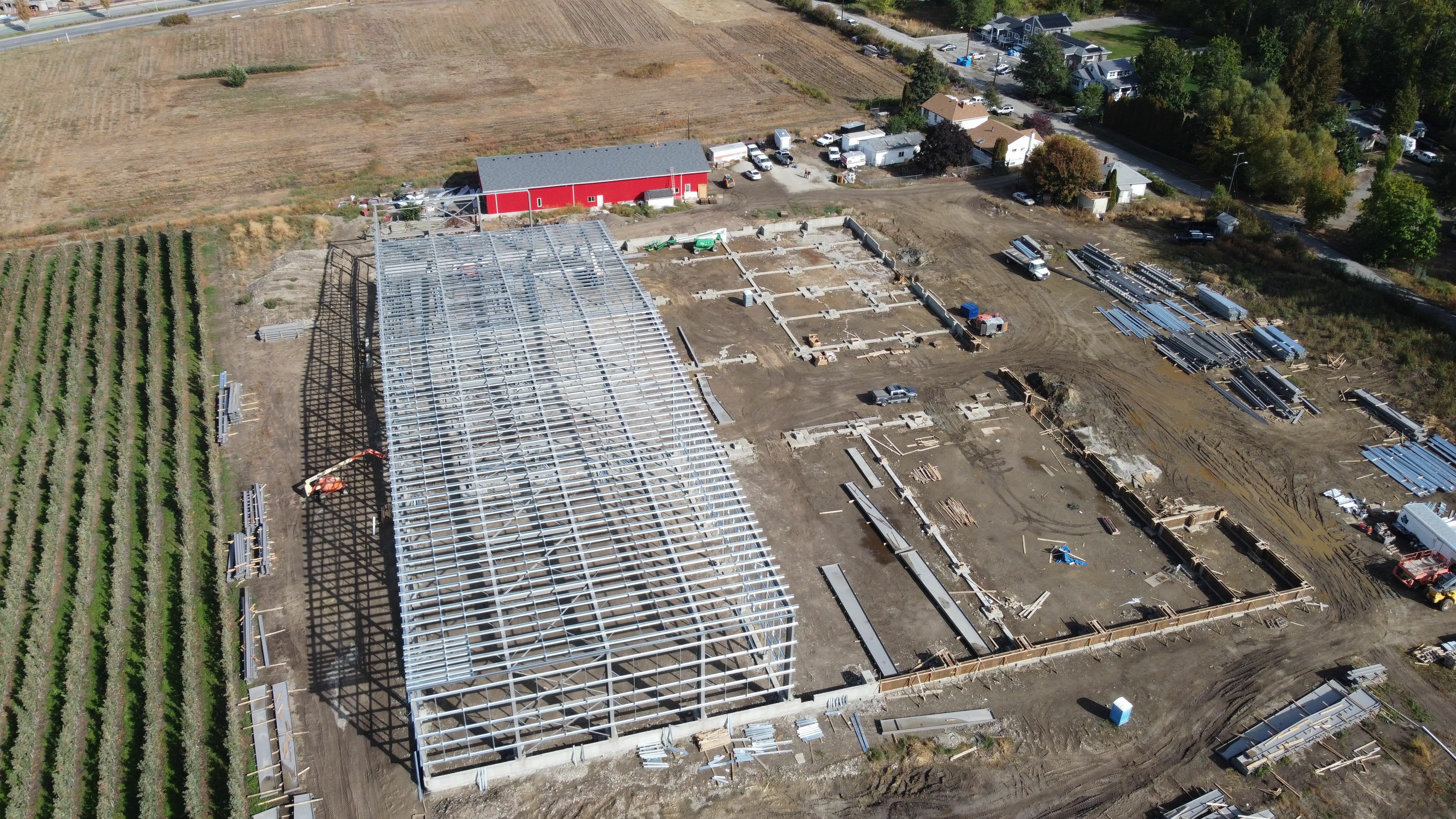 The steel frame being assembled by MSC at the Farming Karma agricultural project in Kelowna.&nbsp;
