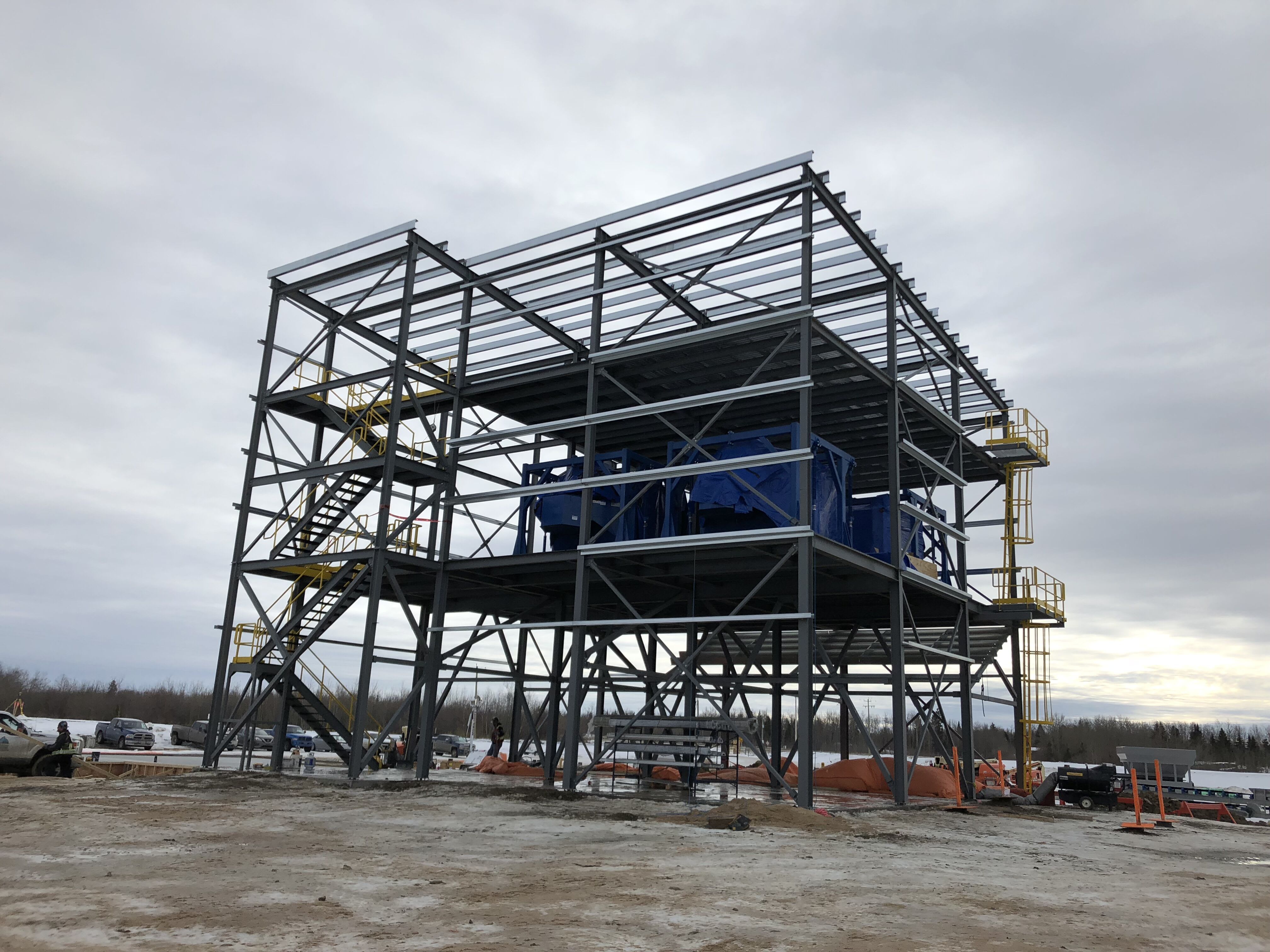 The frame is up, and equipment installation is being done before the building is closed due to the weather.&nbsp;