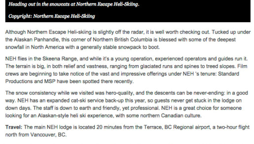 OTS Heli and Cat Guide: Northern Escape Heli-Skiing – Onthesnow.com
