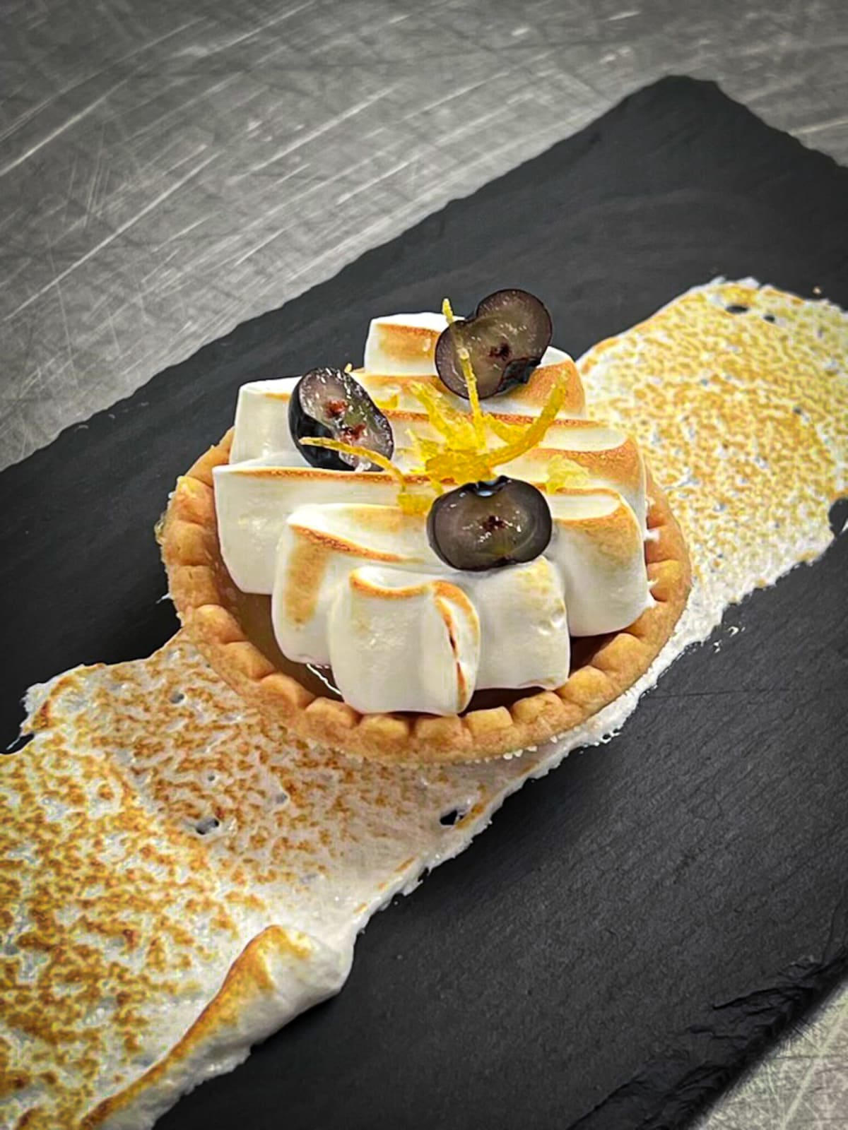 blueberry-and-lemon-tartlett,-italian-meringue-and-confied-lemon-zest