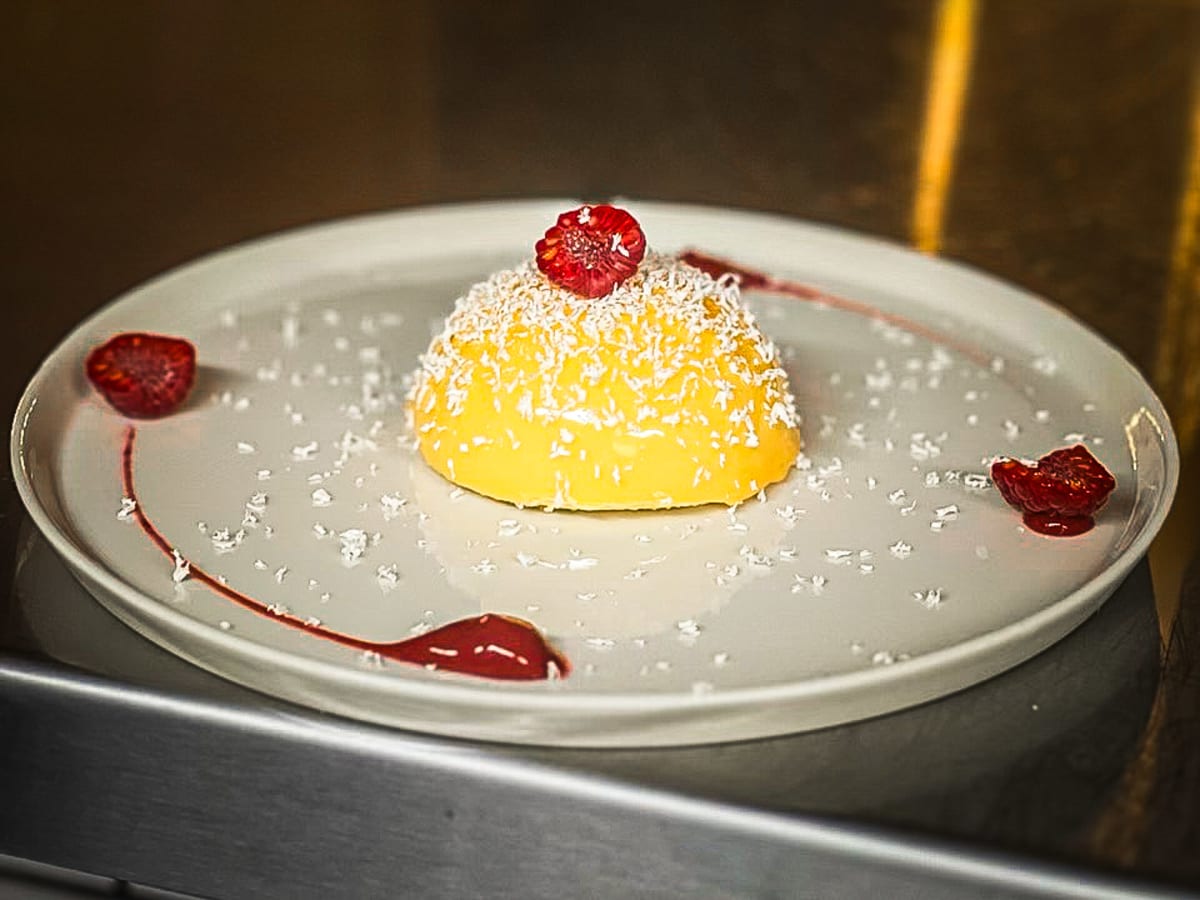passion-fruit-and-raspberry-mousse,-white-chocolate-glaze-and-raspberry-coulis