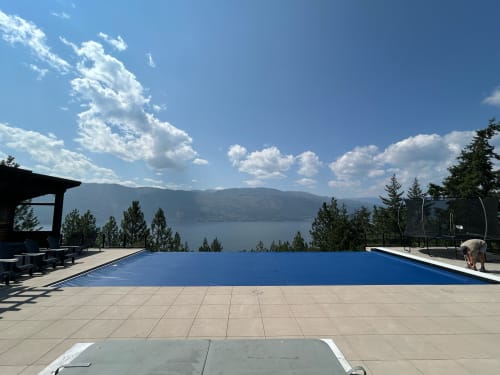 navy blue infinity pool cover closed in the Okanagan 