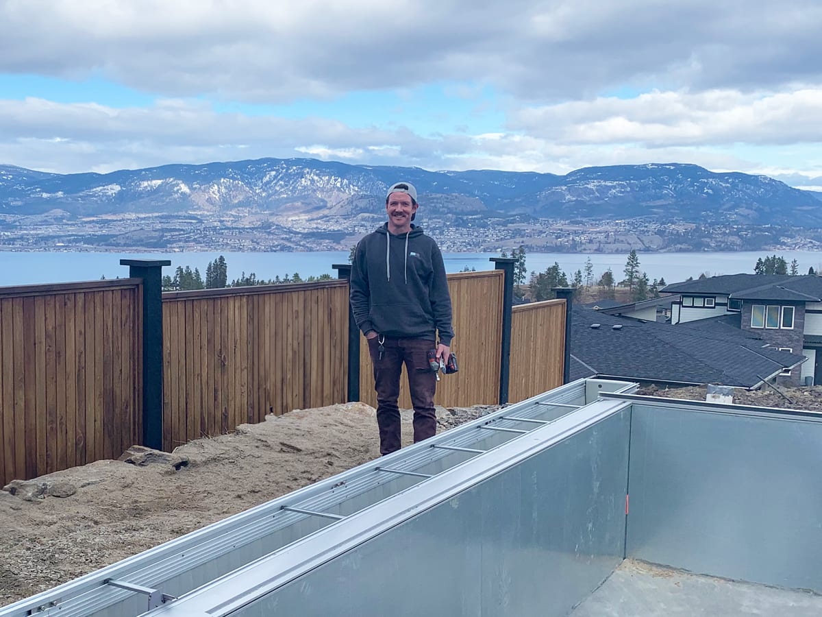 Here’s Eric working on an automatic pool cover install in Kelowna. Eric Miller manages our Okanagan division and is stoked to have found the career of a lifetime with Pool Patrol.