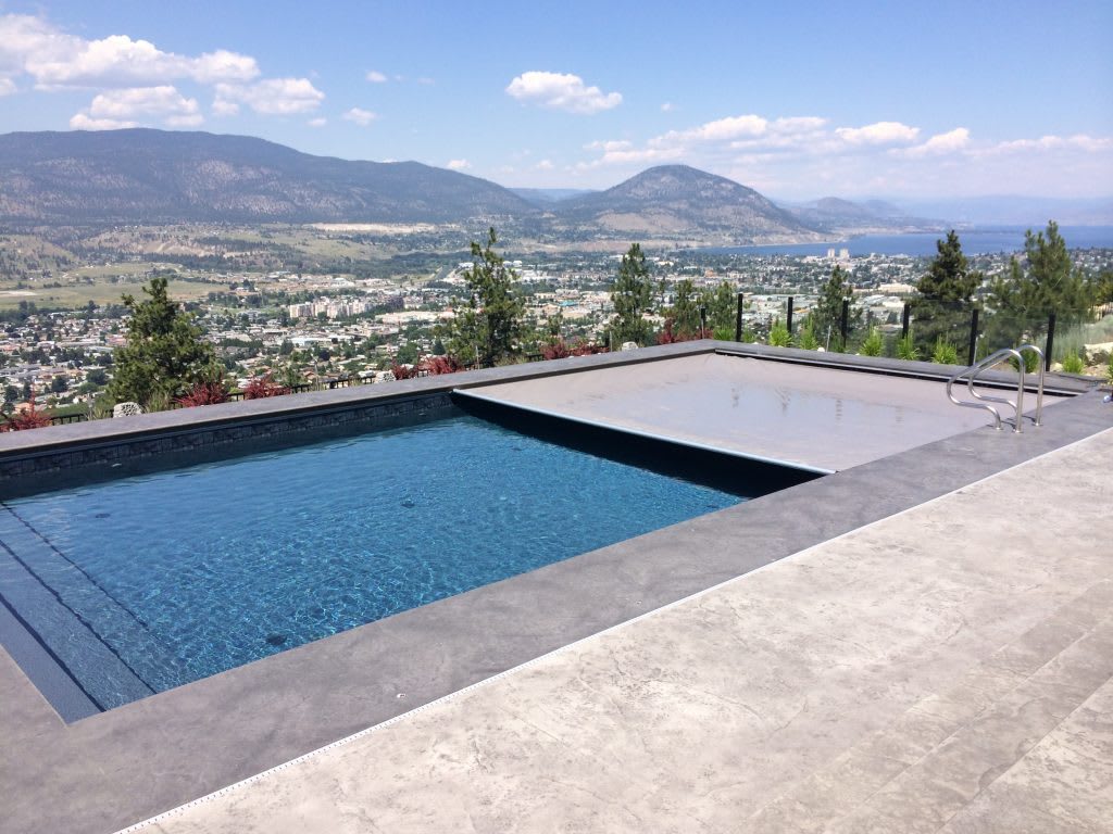 We installed this liner pool with our grey automatic pool cover in Penticton, BC