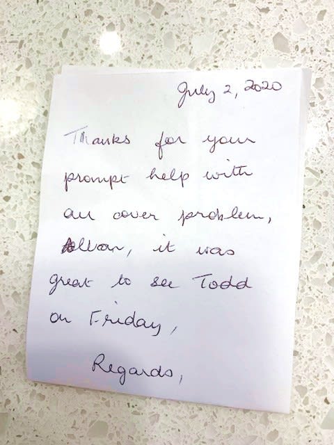 A thank you note from one of our automatic pool cover installations in Surrey