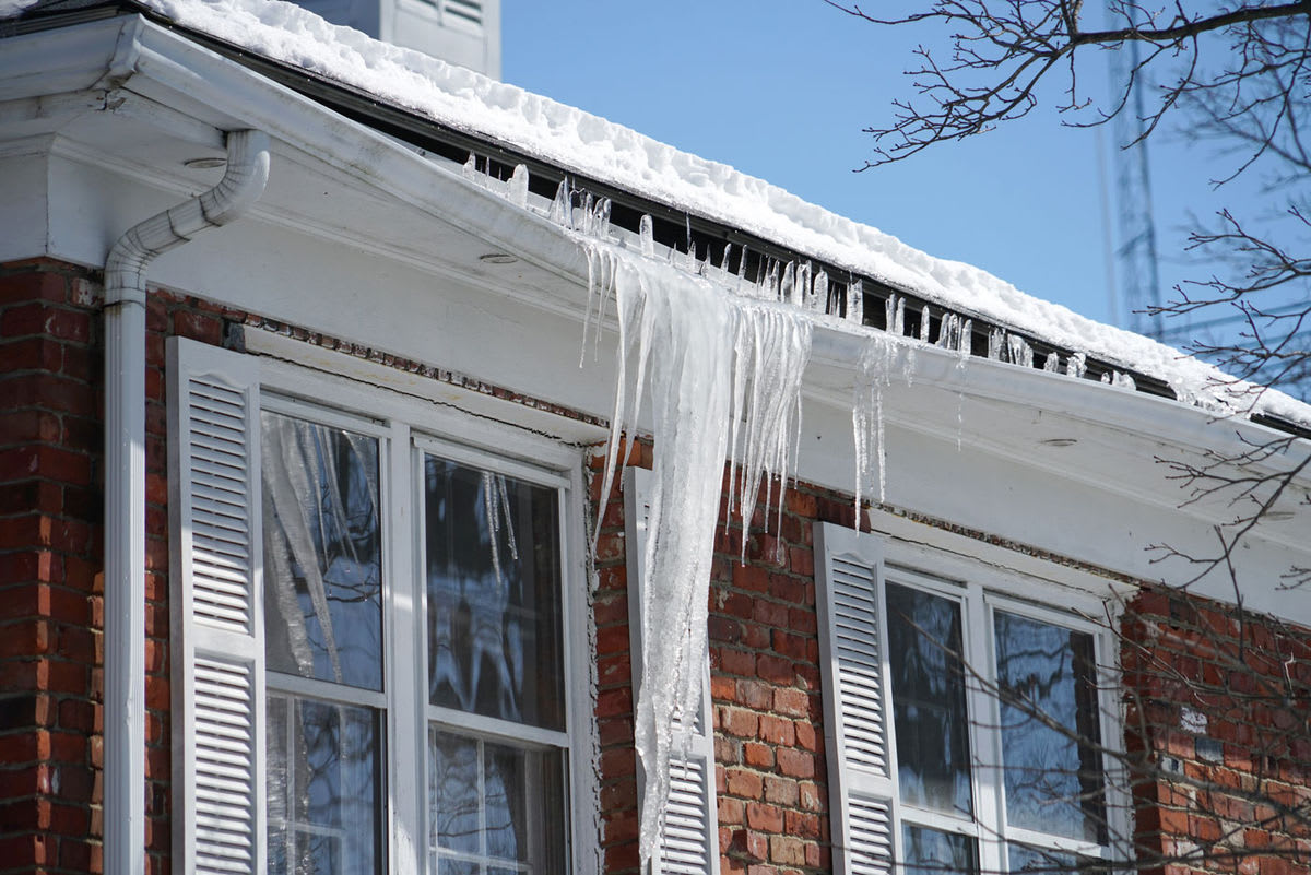 Cleaning the eavestroughs on your home before winter will prevent damage caused by ice and snow. 