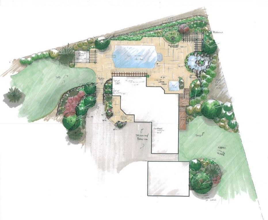 Every great yard starts with a plan—this custom design balances beauty, function, and natural flow.