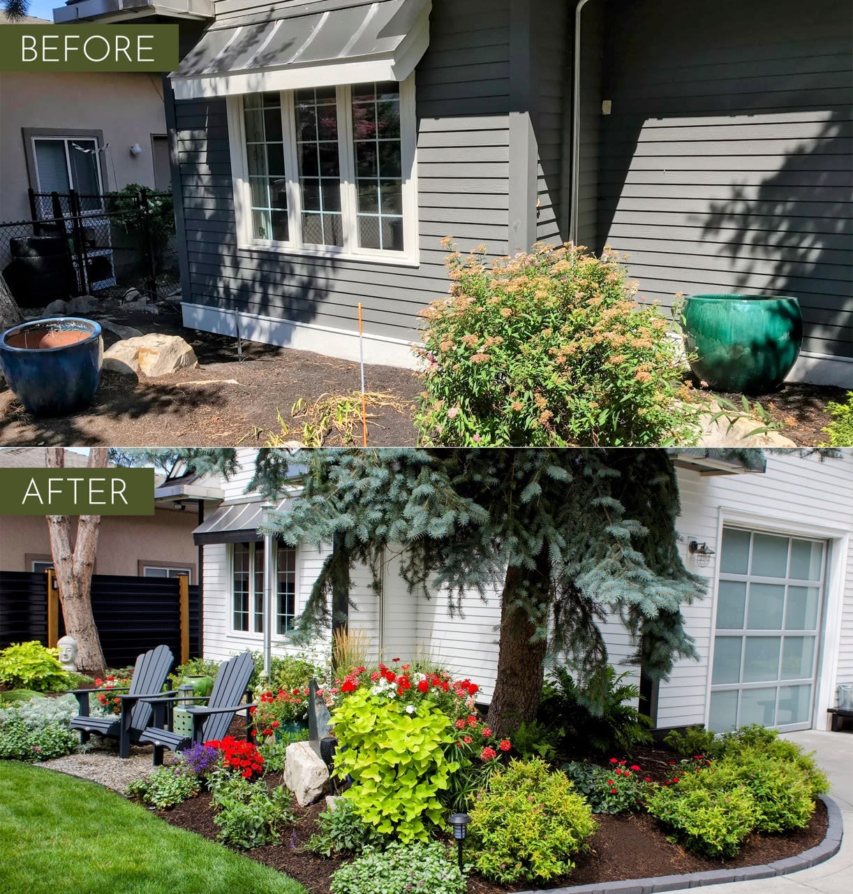 There's nothing like some bright flora and outdoor seating to amp up the coziness of your home's garden.