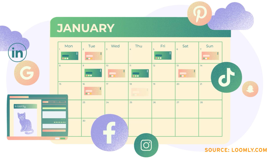 We use Loomly— an extremely helpful tool for planning your monthly social calendar!