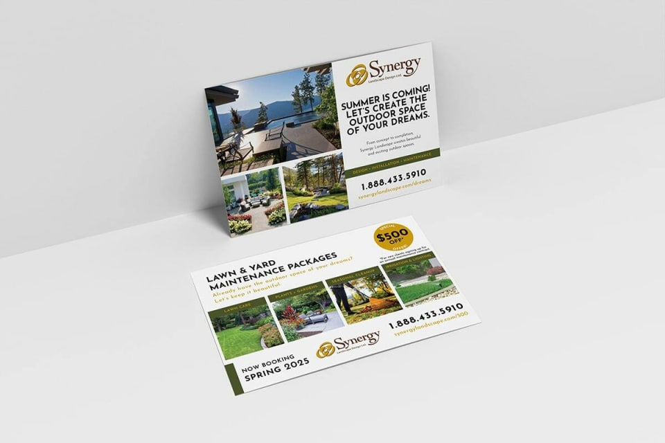 print marketing mailer for Synergy Landscape Design