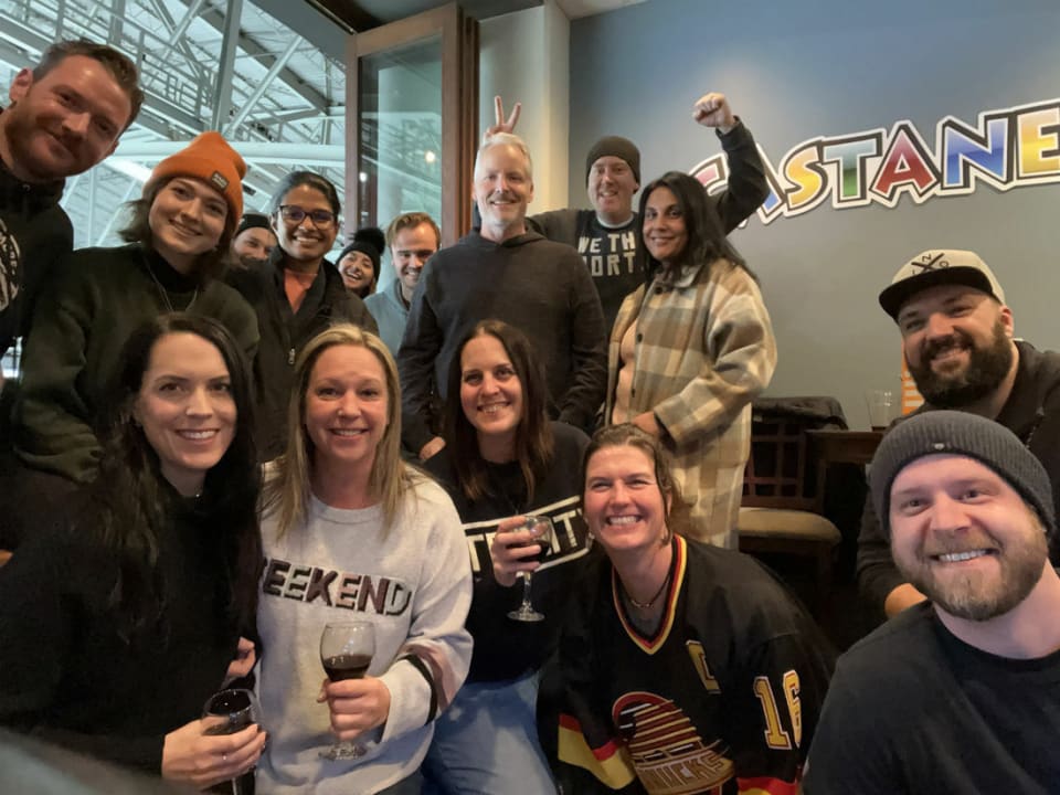 November 2022, the team enjoys a hockey night out (and the home team won!)